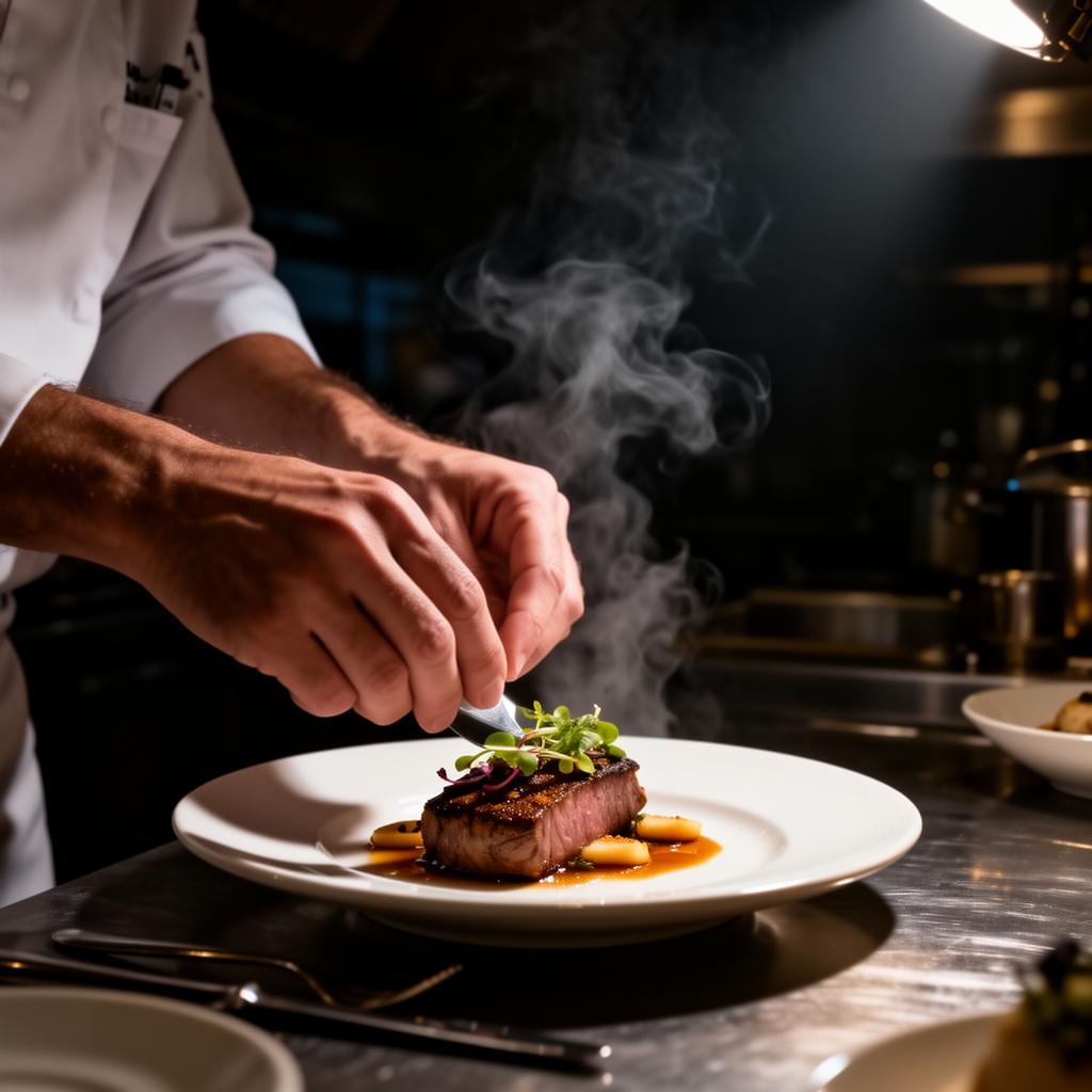 Chef preparando prato premium